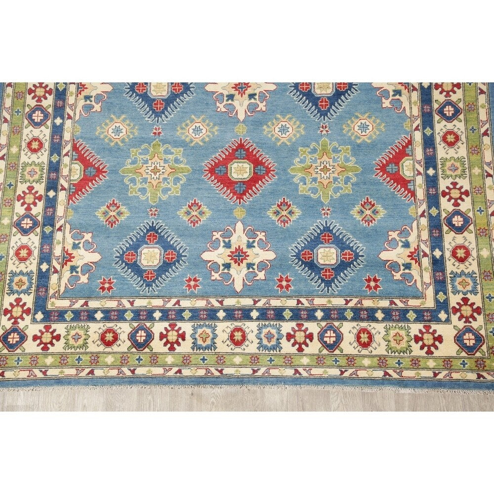 Kazak Oriental Hand-Knotted Wool Traditional Pakistani Area Rug - 9'9" x 8'3"