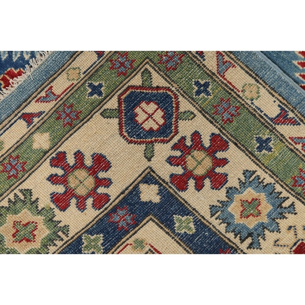 Kazak Oriental Hand-Knotted Wool Traditional Pakistani Area Rug - 9'9" x 8'3"