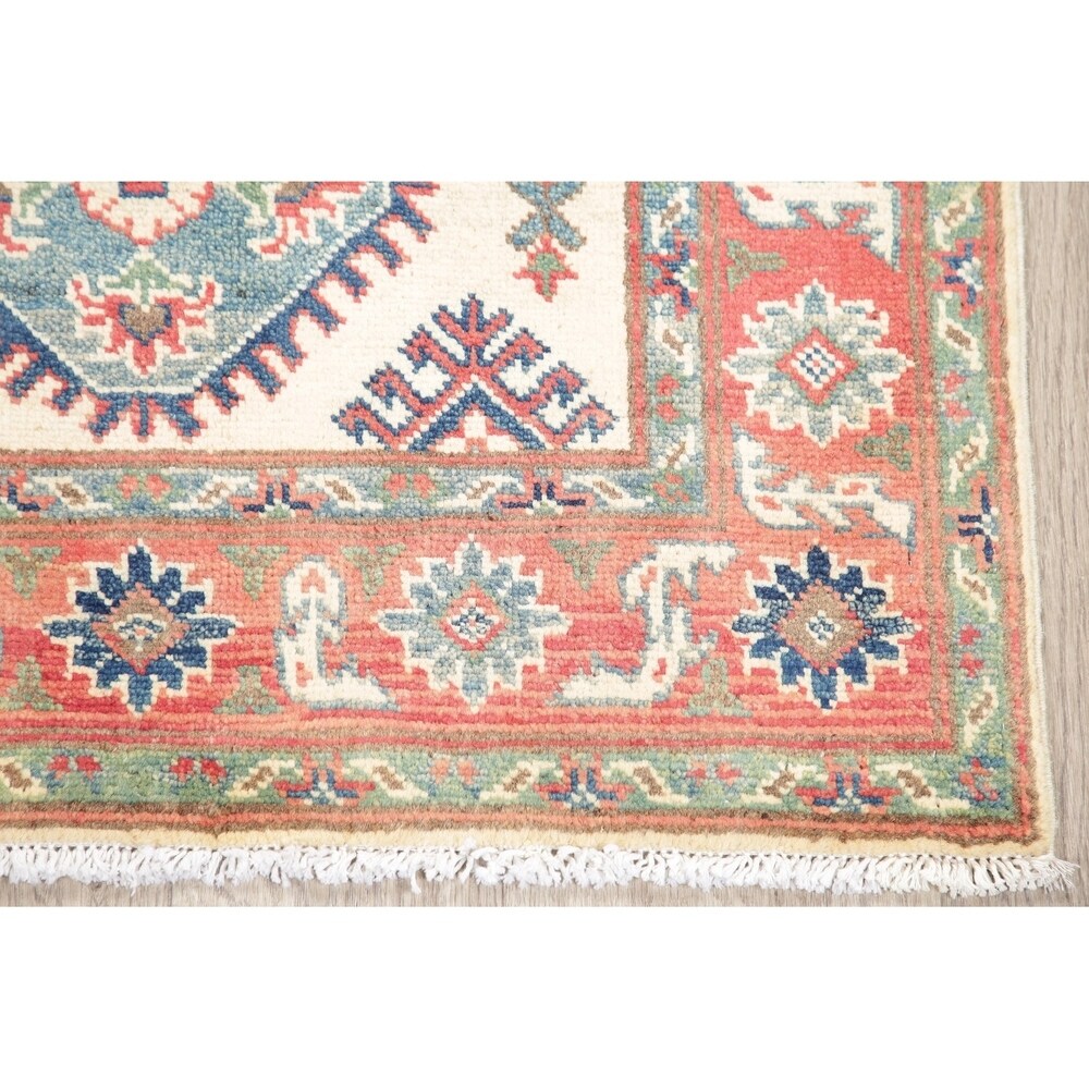 Kazak Oriental Hand Knotted Wool Traditional Pakistani Casual Area Rug - 4'1" x 2'8"