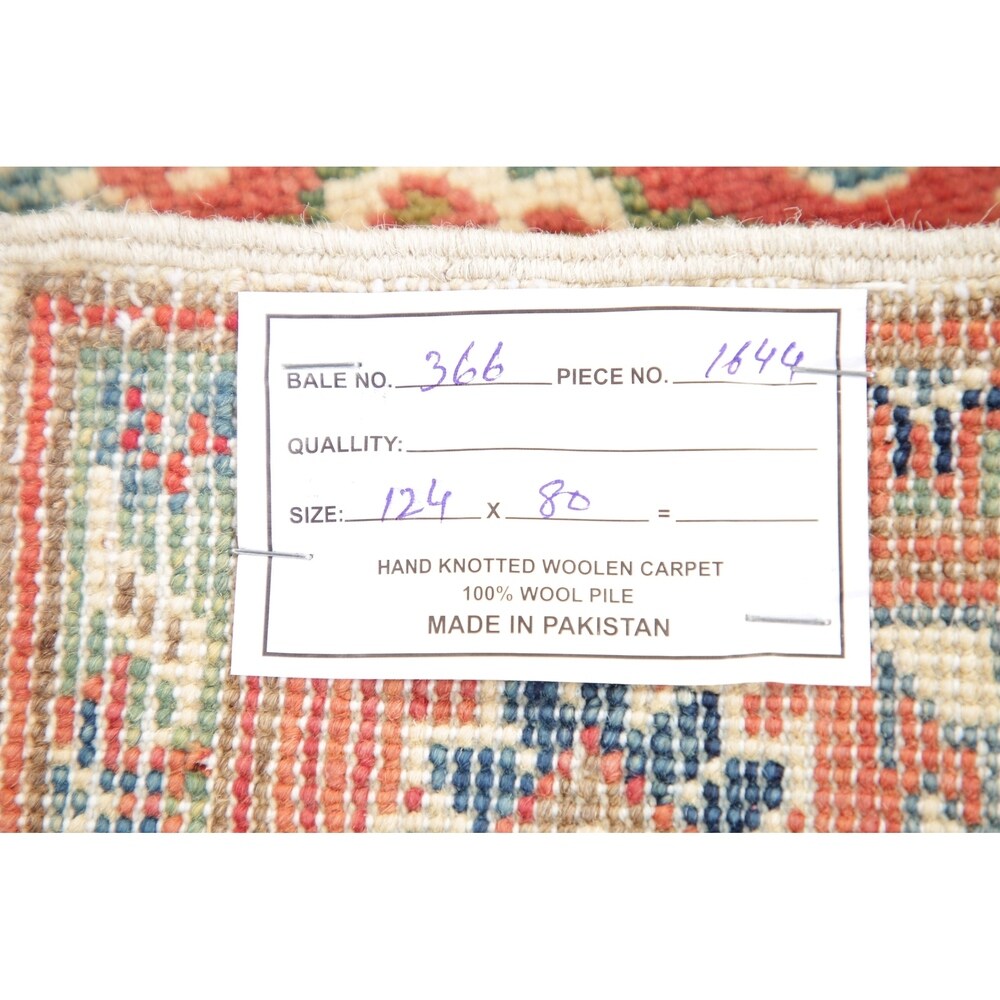 Kazak Oriental Hand Knotted Wool Traditional Pakistani Casual Area Rug - 4'1" x 2'8"