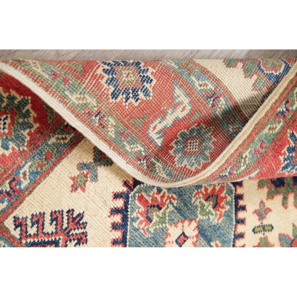 Kazak Oriental Hand Knotted Wool Traditional Pakistani Casual Area Rug - 4'1" x 2'8"