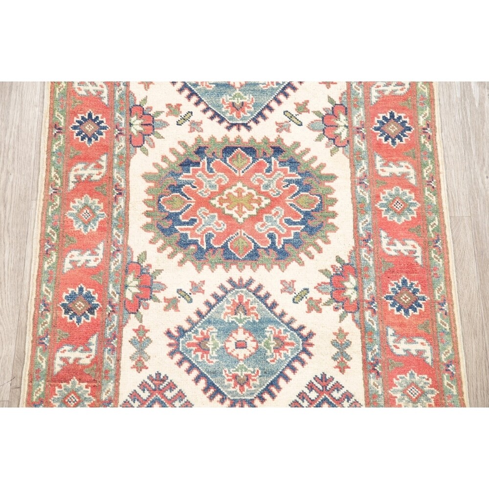 Kazak Oriental Hand Knotted Wool Traditional Pakistani Casual Area Rug - 4'1" x 2'8"