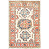 Kazak Oriental Hand Knotted Wool Traditional Pakistani Casual Area Rug - 4'1" x 2'8"