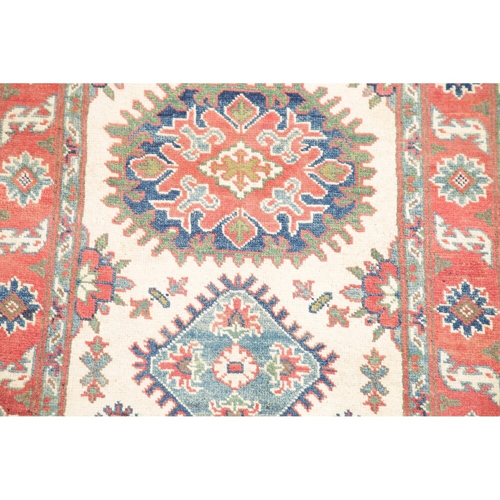 Kazak Oriental Hand Knotted Wool Traditional Pakistani Casual Area Rug - 4'1" x 2'8"