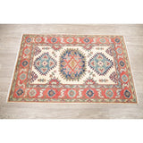 Kazak Oriental Hand Knotted Wool Traditional Pakistani Casual Area Rug - 4'1" x 2'8"