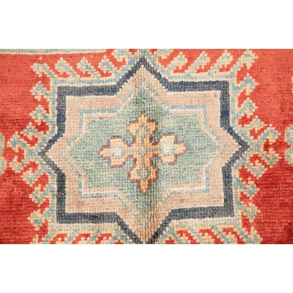 Kazak Oriental Pakistani Hand-Knotted Wool Traditional Area Rug - 6'8" x 5'0"