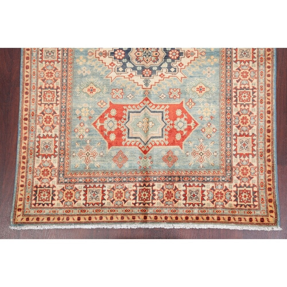 Kazak Oriental Pakistani Hand-Knotted Wool Traditional Area Rug - 6'8" x 5'0"