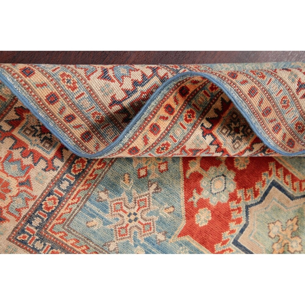 Kazak Oriental Pakistani Hand-Knotted Wool Traditional Area Rug - 6'8" x 5'0"