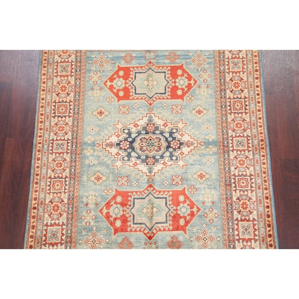 Kazak Oriental Pakistani Hand-Knotted Wool Traditional Area Rug - 6'8" x 5'0"