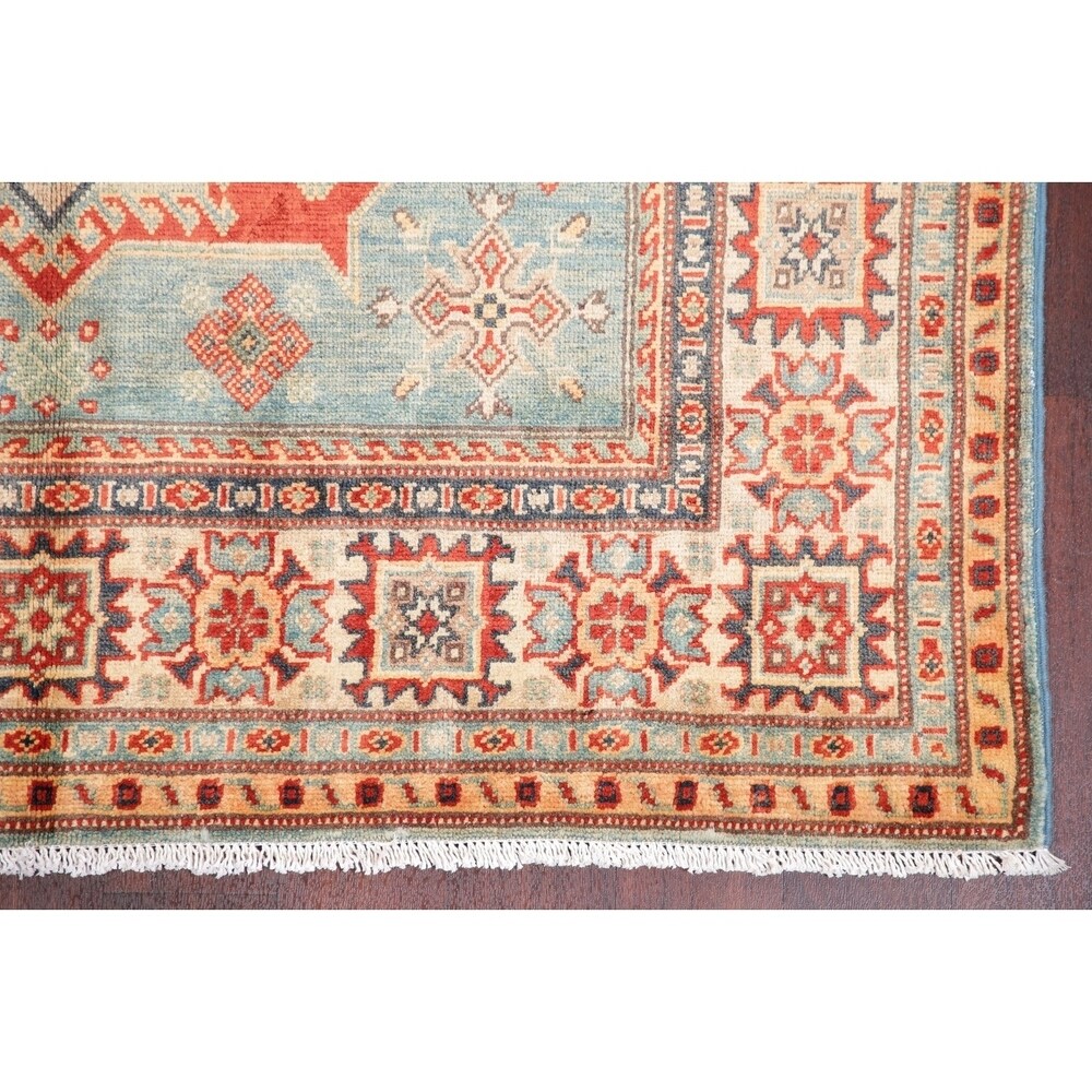 Kazak Oriental Pakistani Hand-Knotted Wool Traditional Area Rug - 6'8" x 5'0"