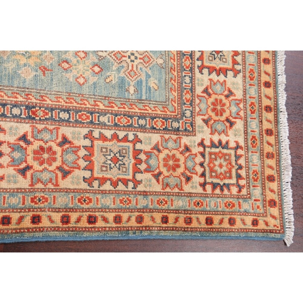 Kazak Oriental Pakistani Hand-Knotted Wool Traditional Area Rug - 6'8" x 5'0"