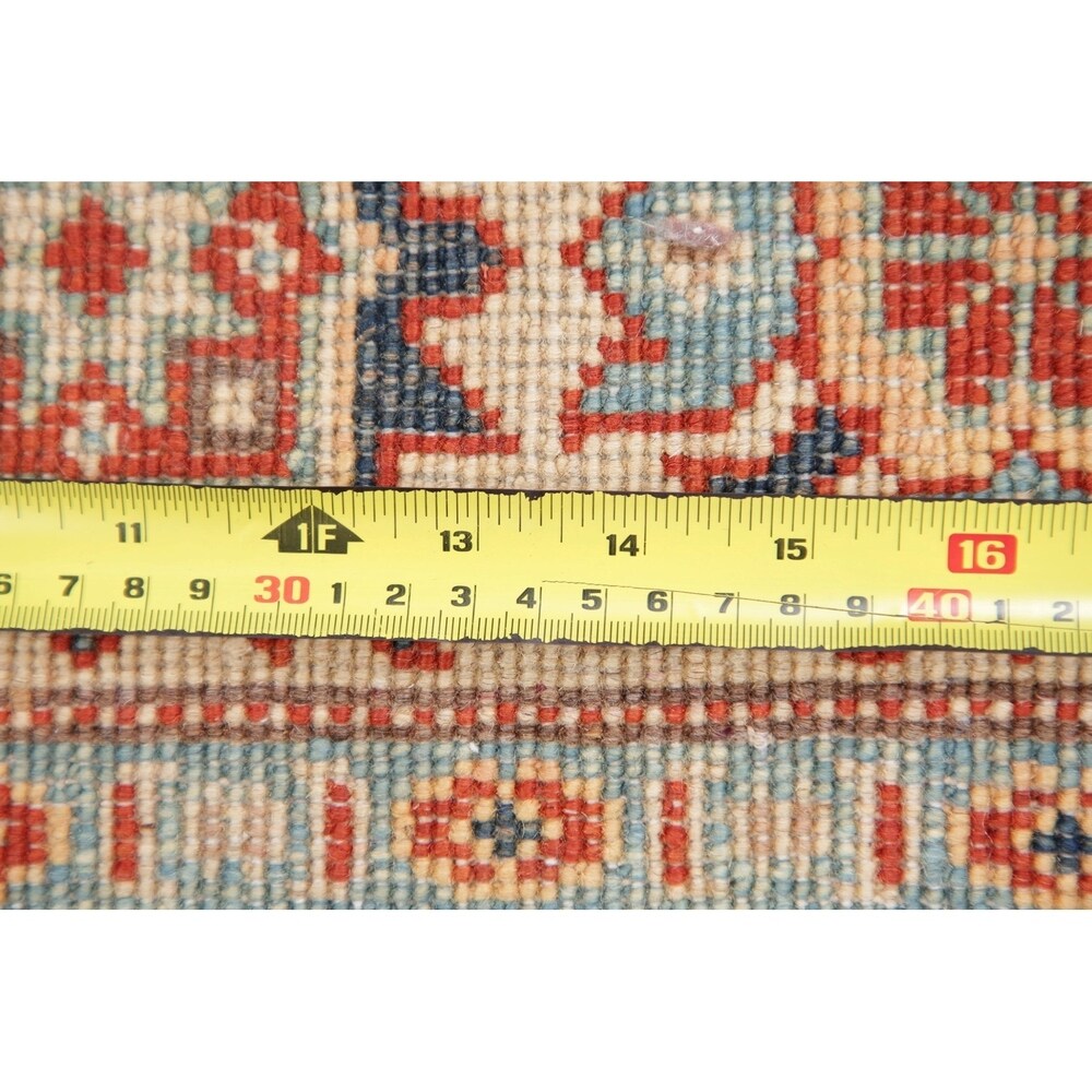 Kazak Oriental Pakistani Hand-Knotted Wool Traditional Area Rug - 6'8" x 5'0"
