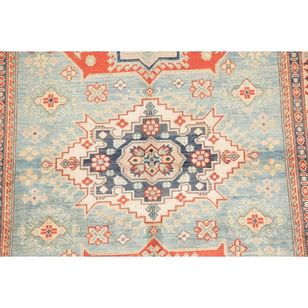 Kazak Oriental Pakistani Hand-Knotted Wool Traditional Area Rug - 6'8" x 5'0"