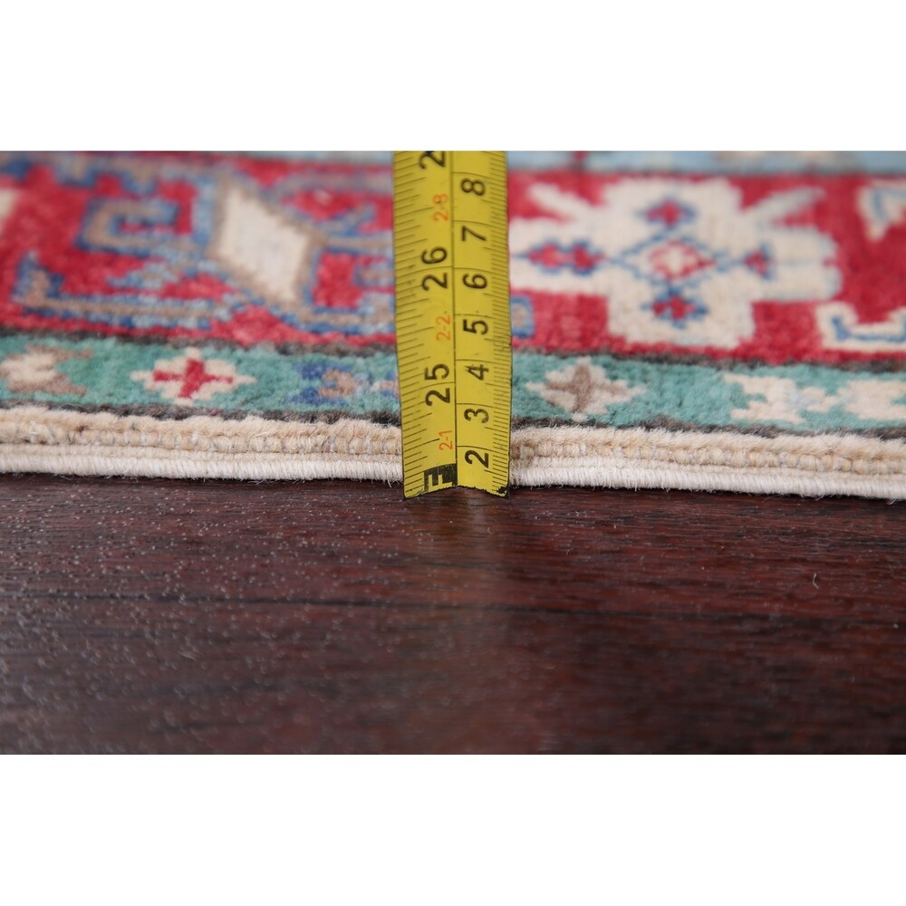 Kazak Oriental Traditional Hand Knotted Wool Pakistani Rug - 9'9" x 2'9" Runner