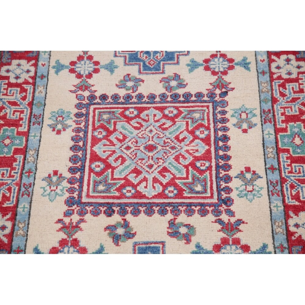 Kazak Oriental Traditional Hand Knotted Wool Pakistani Rug - 9'9" x 2'9" Runner