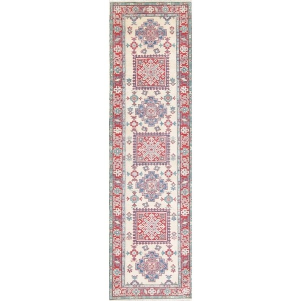 Kazak Oriental Traditional Hand Knotted Wool Pakistani Rug - 9'9" x 2'9" Runner