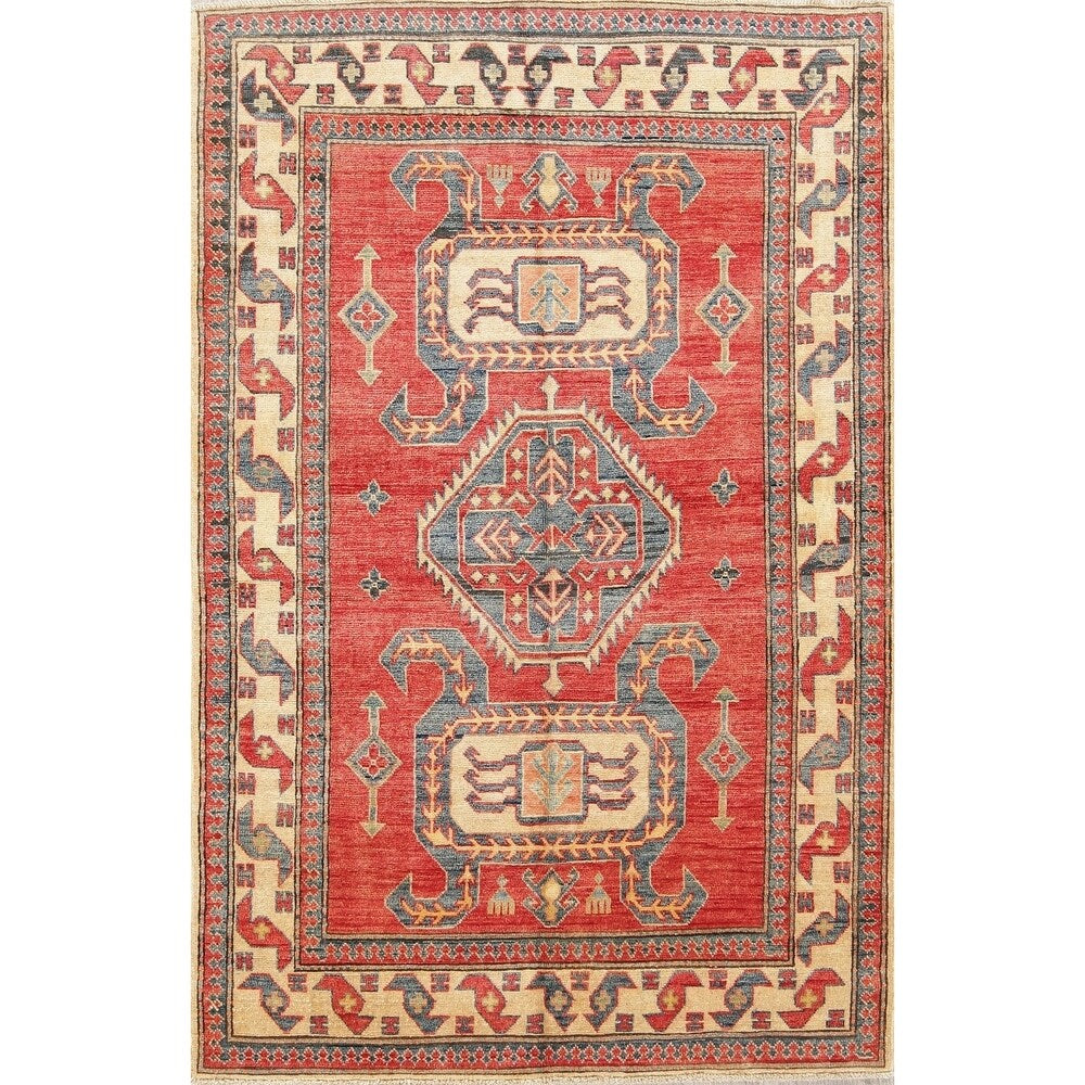 Kazak Pakistani Traditional Oriental Hand Made Area Rug Red - 6'6" x 4'4"
