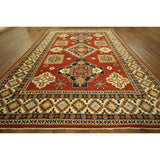 Kazak Tribal Design Red Oriental Hand-knotted Wool Area Rug (4' x 7')