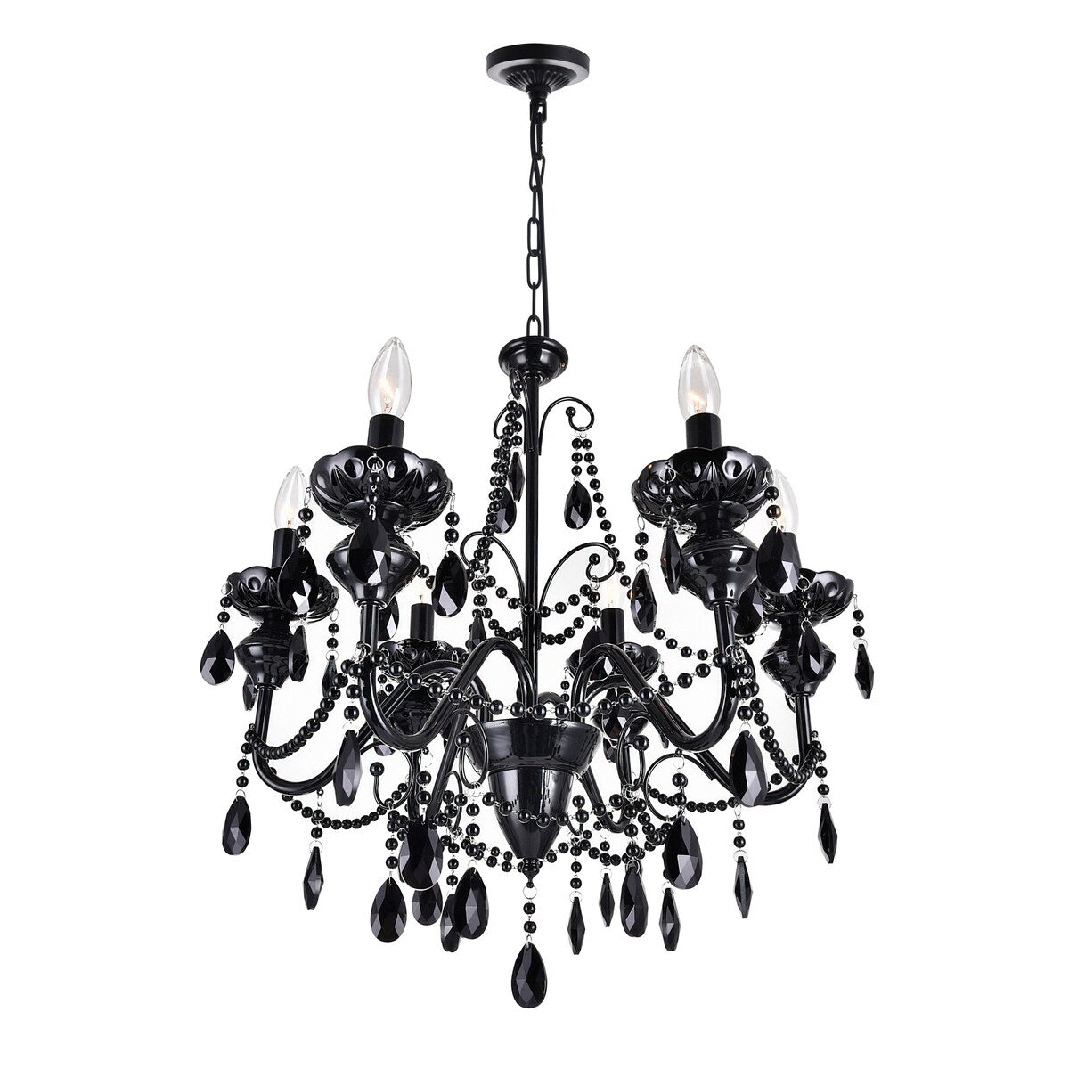 Keen 6 Light Up Chandelier With Black Finish
