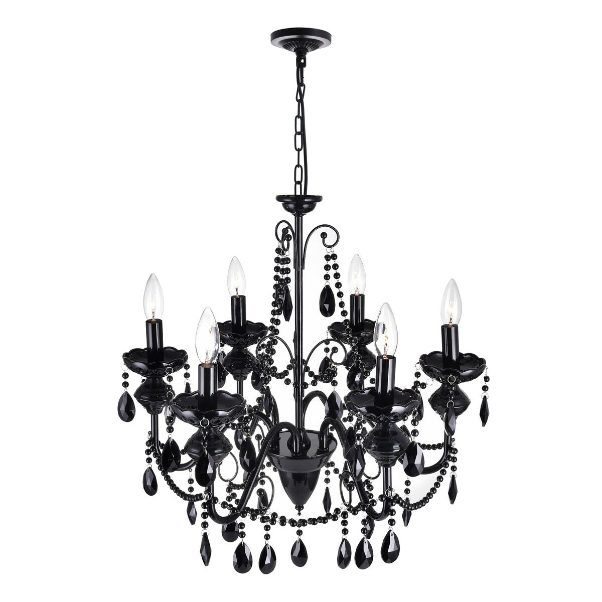 Keen 6 Light Up Chandelier With Black Finish