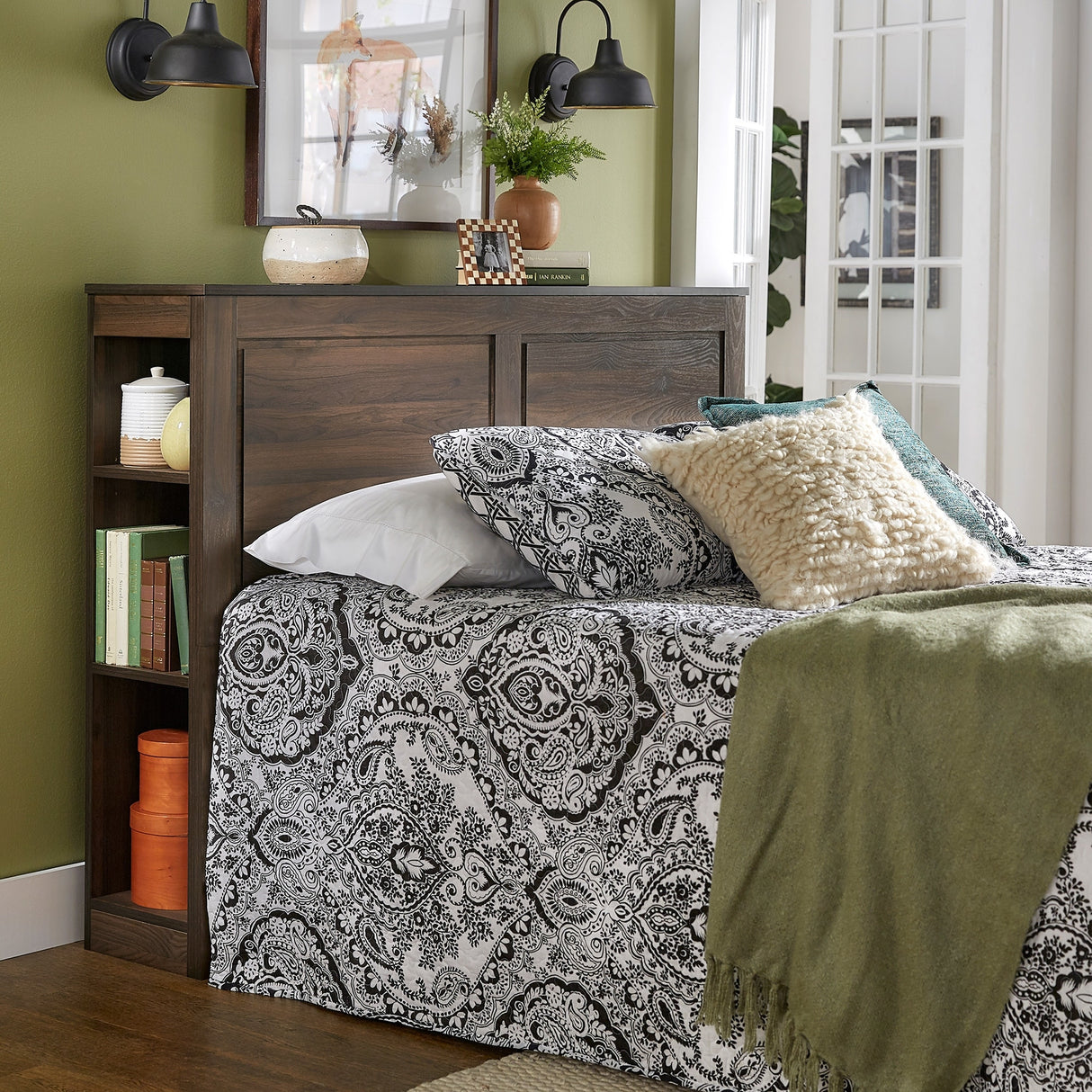 Keigo Walnut Finish Full Storage Headboard by iNSPIRE Q Classic