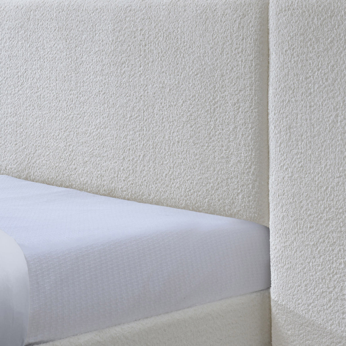 Kendall Boucle Extended Headboard Upholstered, Queen Platform Bed