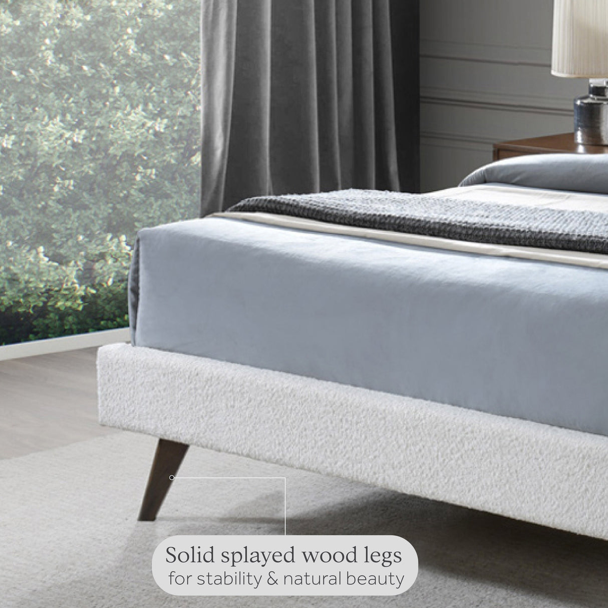 Kendall Boucle Extended Headboard Upholstered, Queen Platform Bed