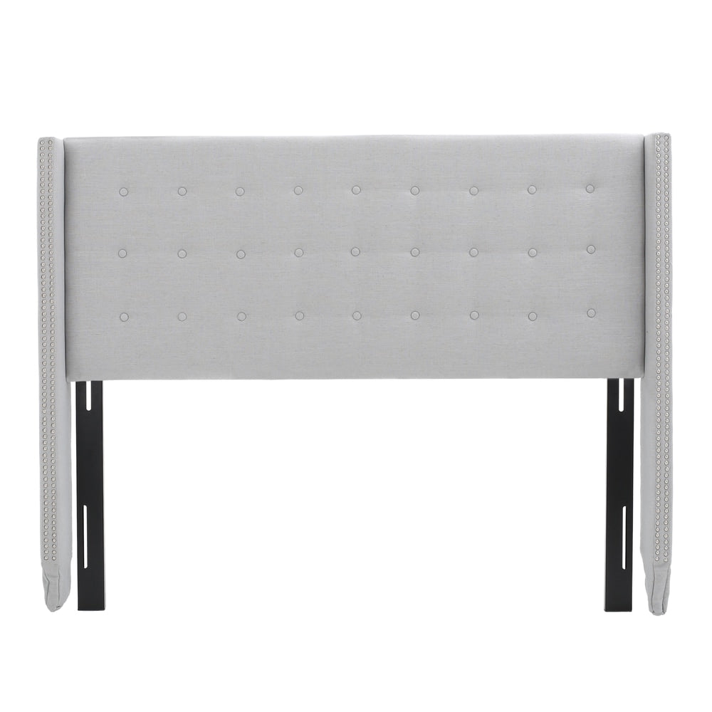 Kendrah Adjustable Full/Queen Wing-back Studded Fabric Headboard by Christopher Knight Home