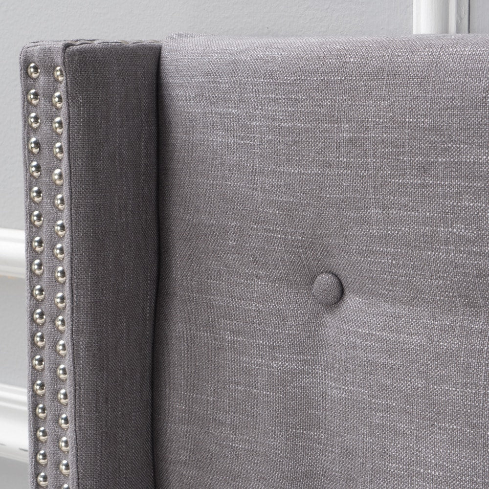 Kendrah Adjustable Full/Queen Wing-back Studded Fabric Headboard by Christopher Knight Home