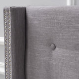 Kendrah Adjustable Full/Queen Wing-back Studded Fabric Headboard by Christopher Knight Home
