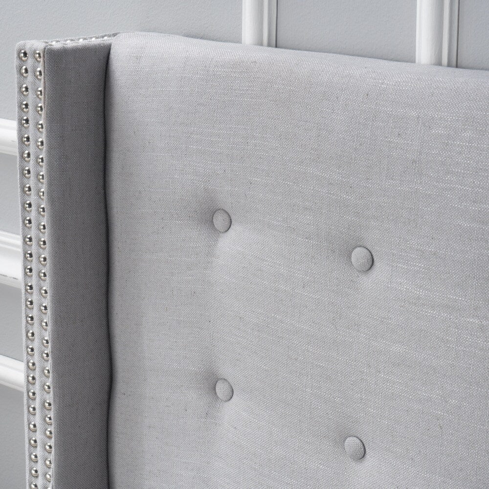 Kendrah Adjustable Full/Queen Wing-back Studded Fabric Headboard by Christopher Knight Home