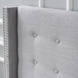 Kendrah Adjustable Full/Queen Wing-back Studded Fabric Headboard by Christopher Knight Home