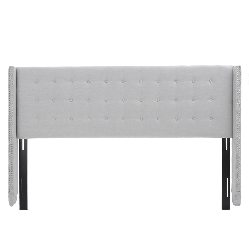 Kendrah Adjustable King/ California King Wing Back Studded Fabric Headboard by Christopher Knight Home