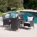 Kendricks Outdoor 5-piece Wicker Dining Set with Cushions by Christopher Knight Home