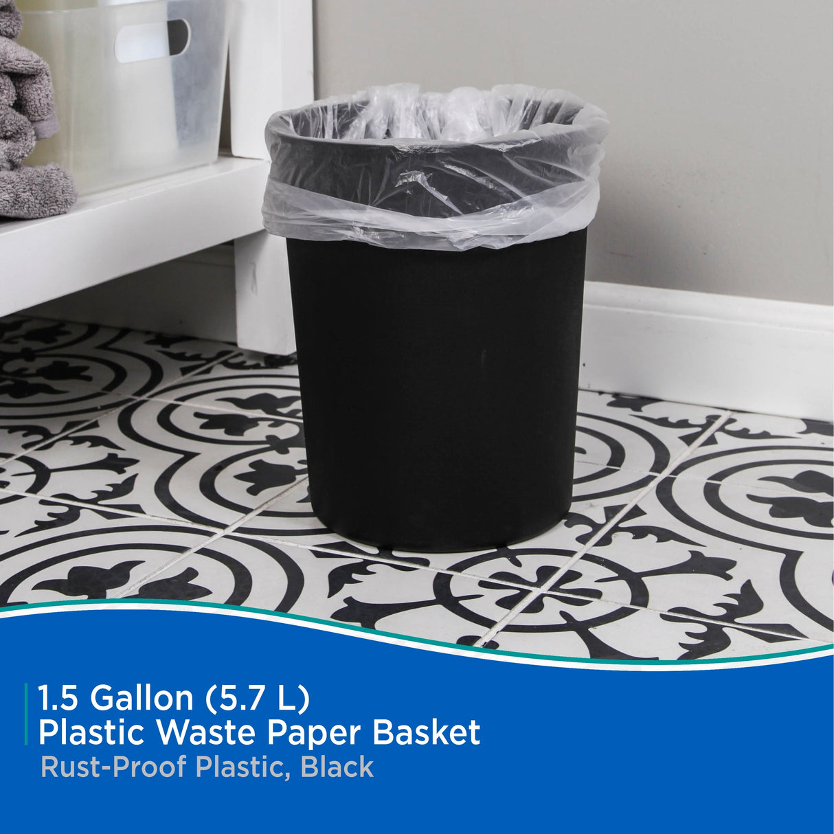Kenney Storage Made Simple Plastic Waste Paper Basket