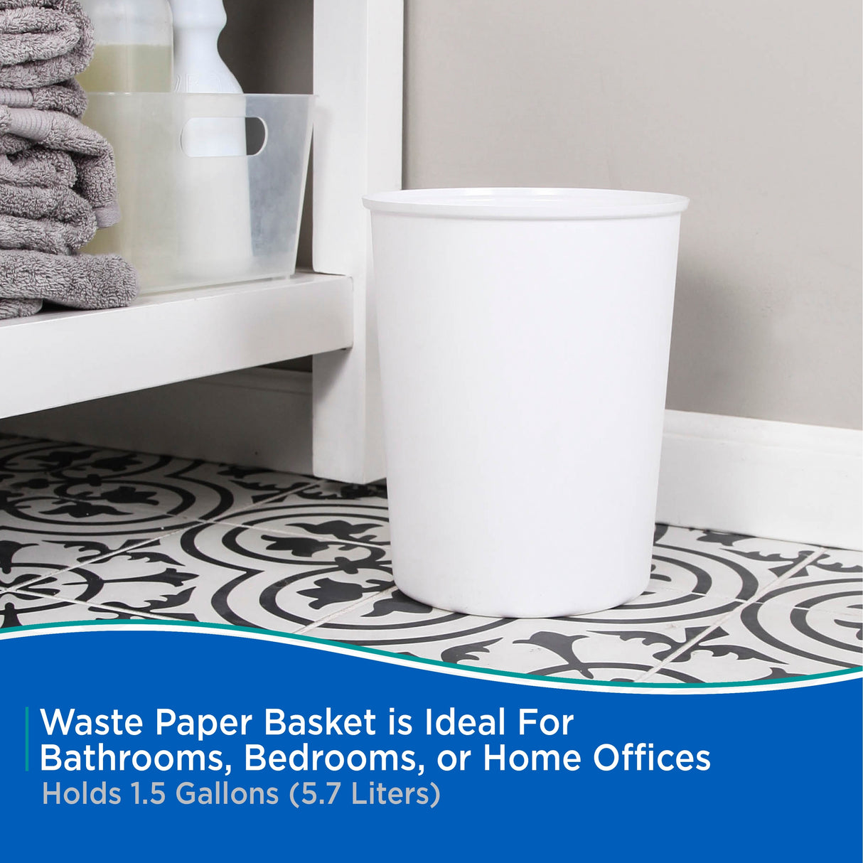Kenney Storage Made Simple Plastic Waste Paper Basket