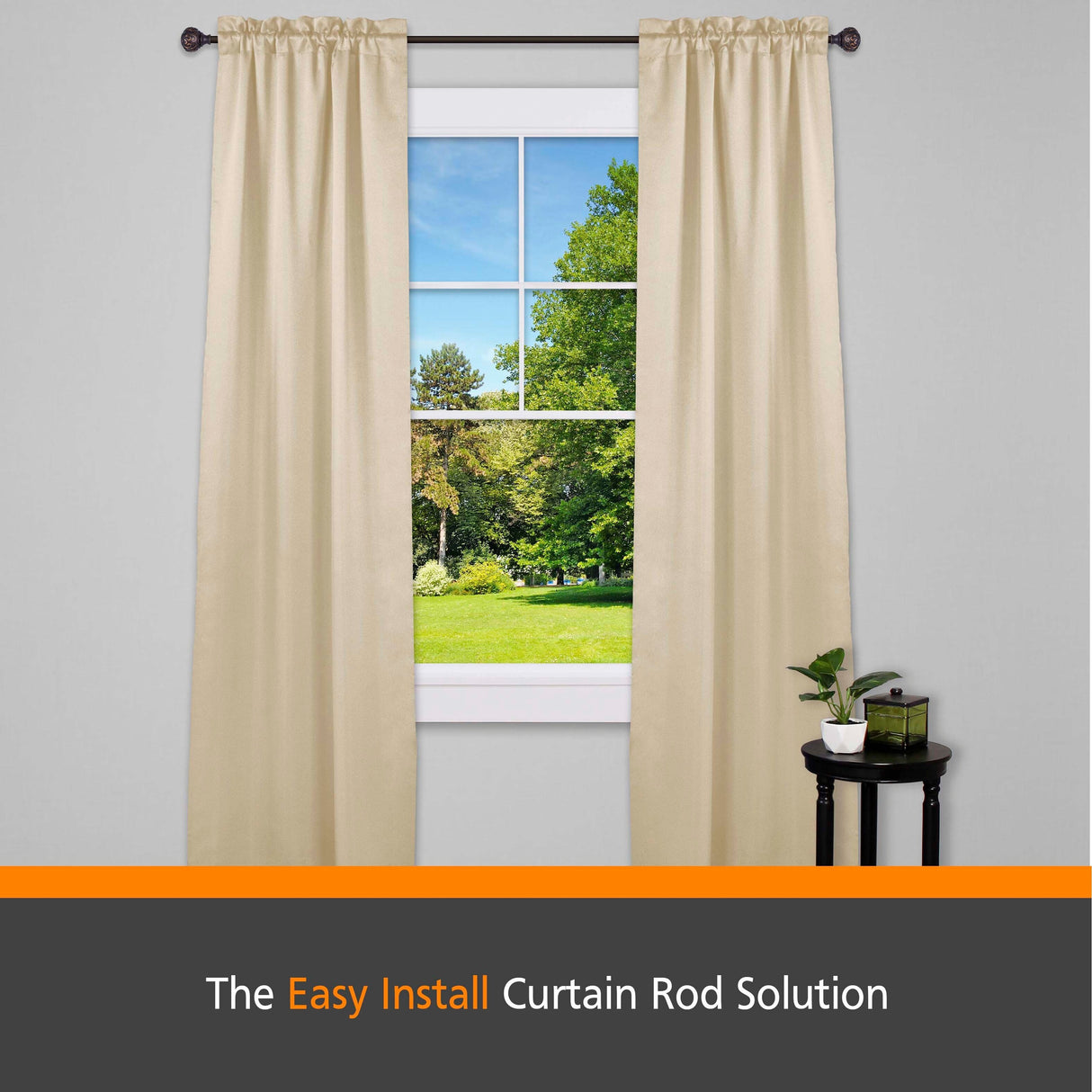 Kenney® Fast Fit™ Carey 5/8" Easy Install Decorative Window Curtain Rod, 36-66", Oil Rubbed Bronze