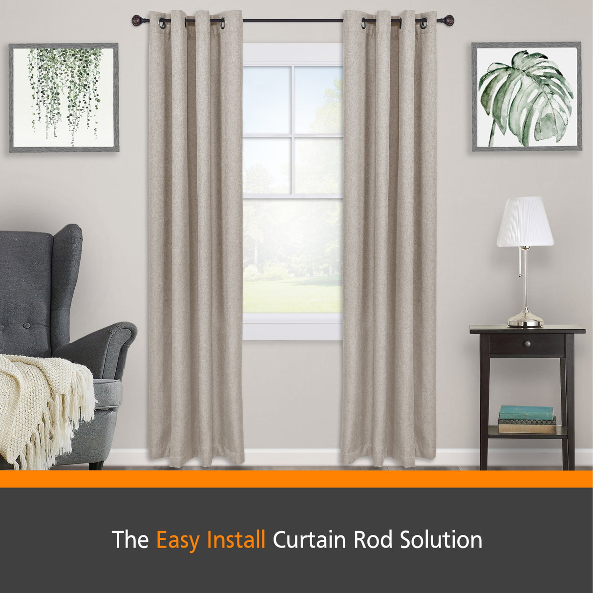 Kenney® Fast Fit™ Carey 5/8" Easy Install Decorative Window Curtain Rod, 36-66", Oil Rubbed Bronze
