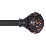 Kenney® Fast Fit™ Carey 5/8" Easy Install Decorative Window Curtain Rod, 36-66", Oil Rubbed Bronze