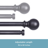 Kenney® Wakefield 5/8" Standard Decorative Window Double Curtain Rod, 36-66", Black