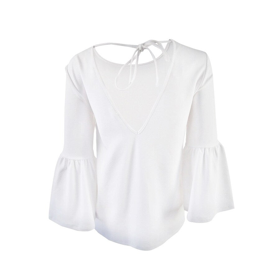 Kensie Women's Bell-Sleeve V-Back Top