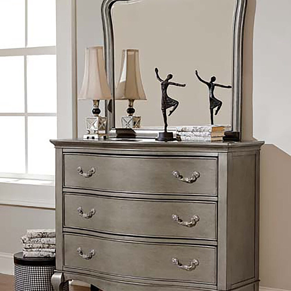 Kensington Antique Silver 3-drawer Dresser and Mirror Set