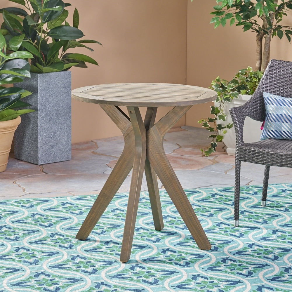 Kent Outdoor 3 Piece Acacia Wood and Wicker Bistro Set by Christopher Knight Home - N/A