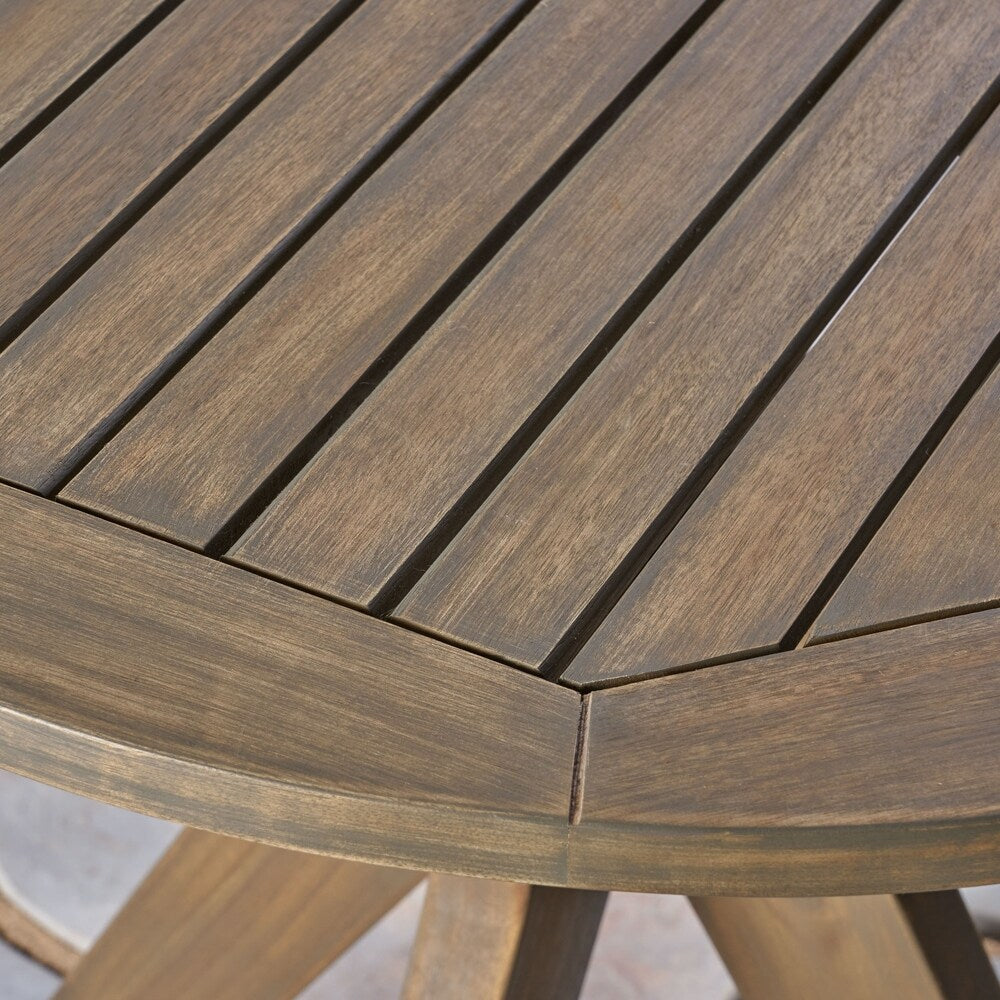 Kent Outdoor 3 Piece Acacia Wood and Wicker Bistro Set by Christopher Knight Home - N/A