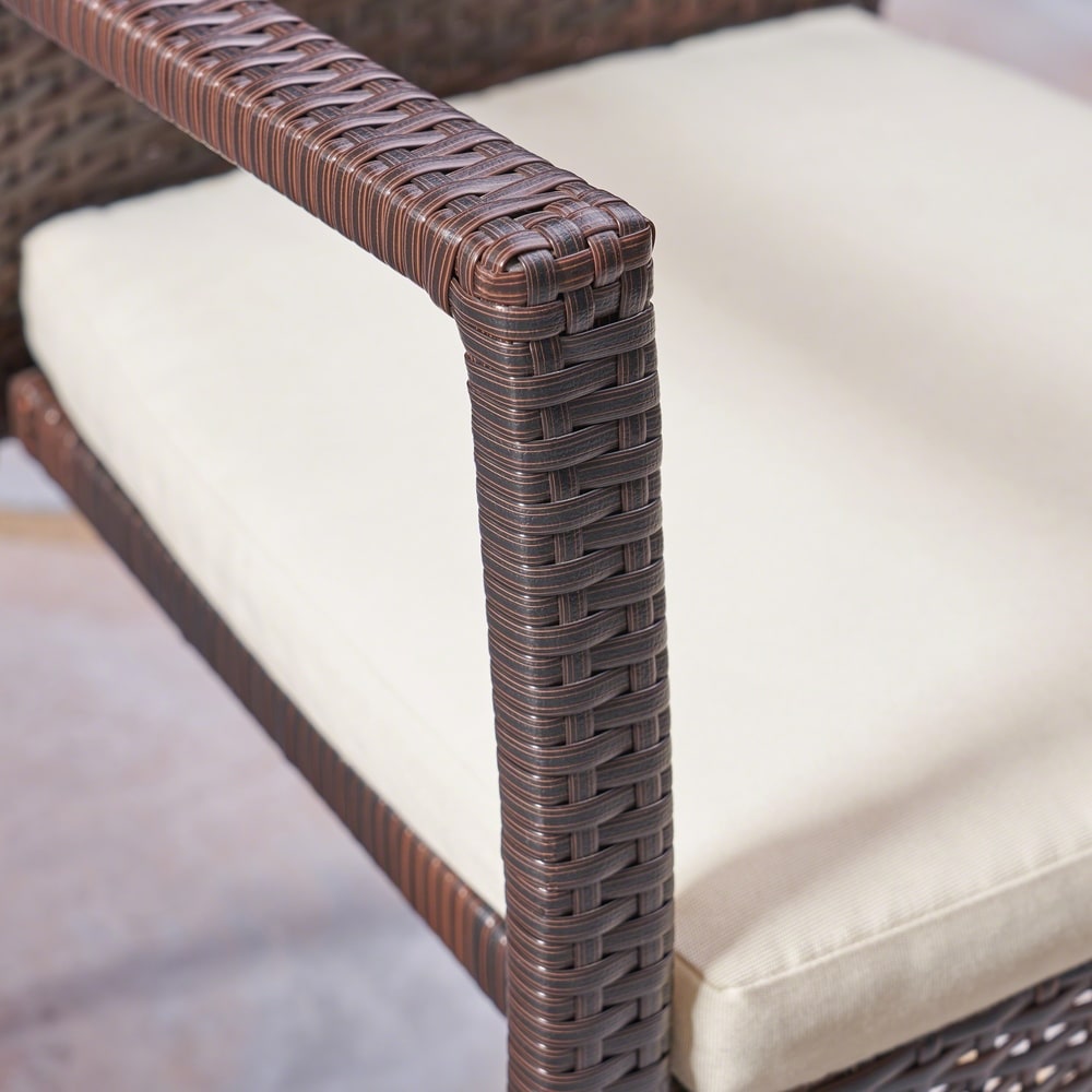 Kent Outdoor 3 Piece Acacia Wood and Wicker Bistro Set by Christopher Knight Home - N/A