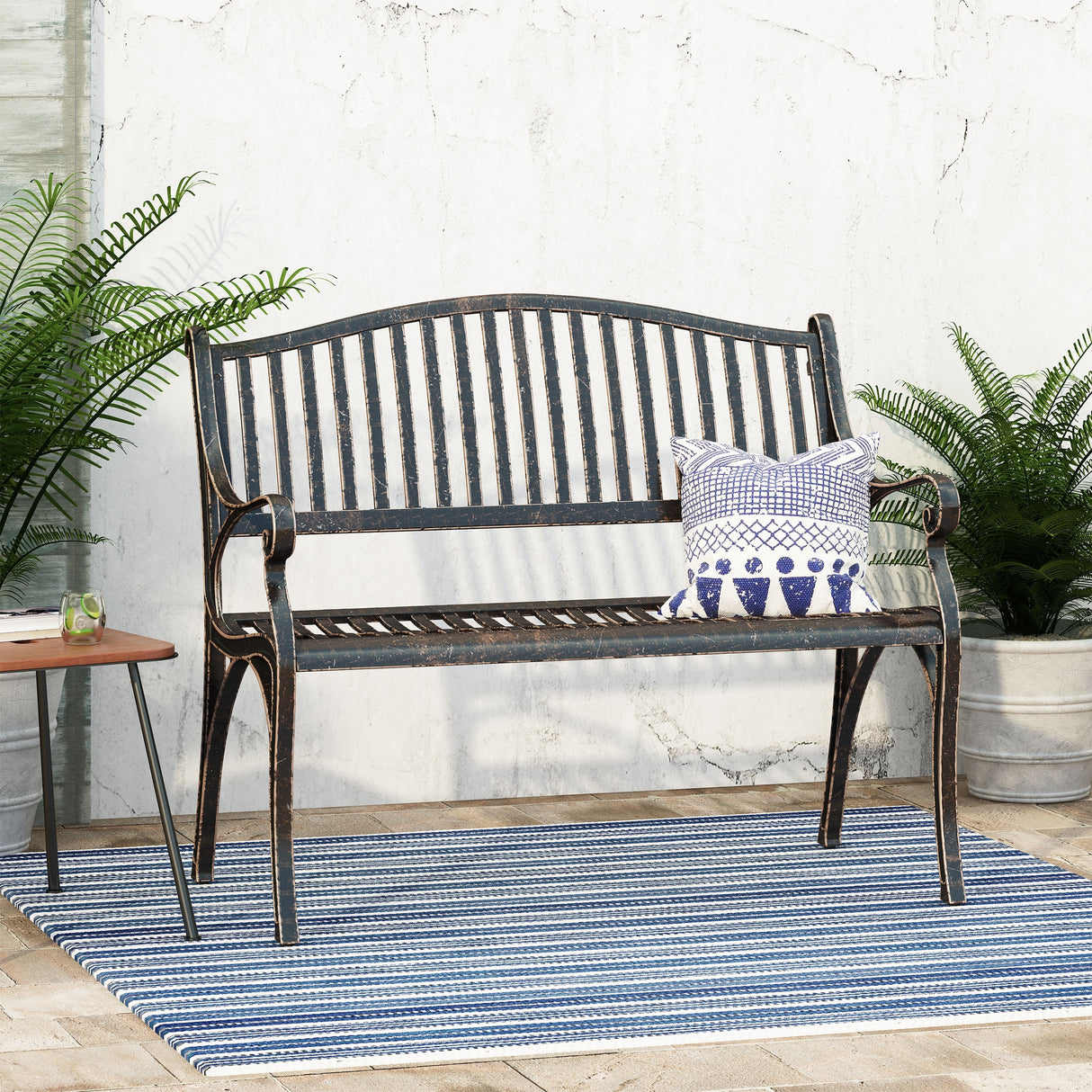 Kenzie Outdoor Traditional Cast Aluminum Bench by Christopher Knight Home