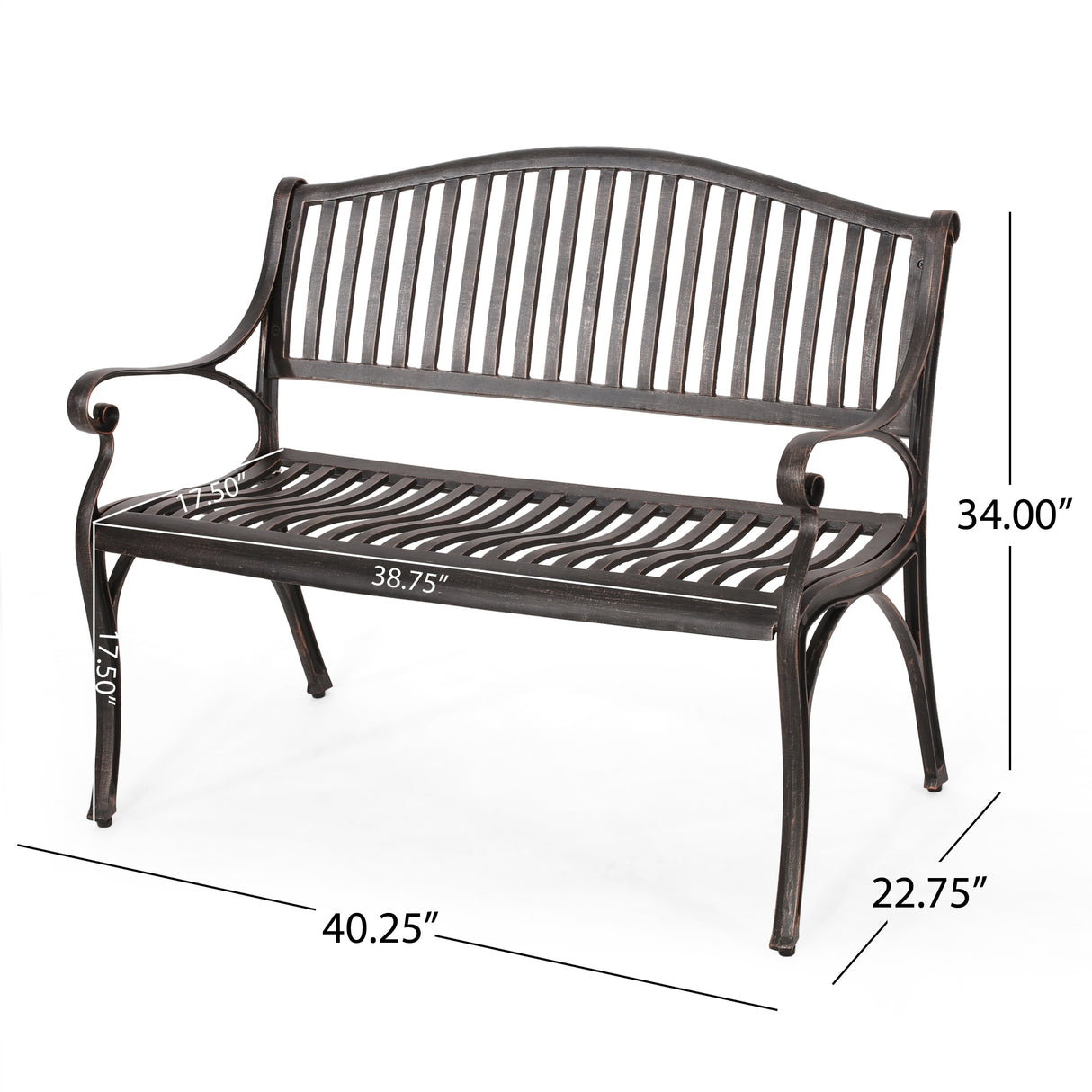 Kenzie Outdoor Traditional Cast Aluminum Bench by Christopher Knight Home