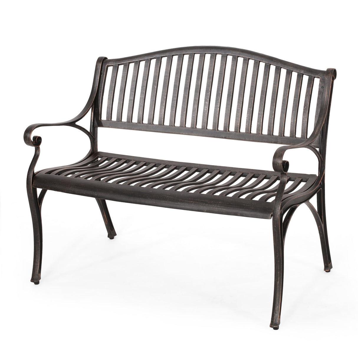 Kenzie Outdoor Traditional Cast Aluminum Bench by Christopher Knight Home