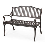 Kenzie Outdoor Traditional Cast Aluminum Bench by Christopher Knight Home