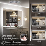 Keonjinn LED Backlit Bathroom Vanity Mirror Anti-Fog Dimmable Lighted CRI90 High Definition(Horizontally/Vertically)